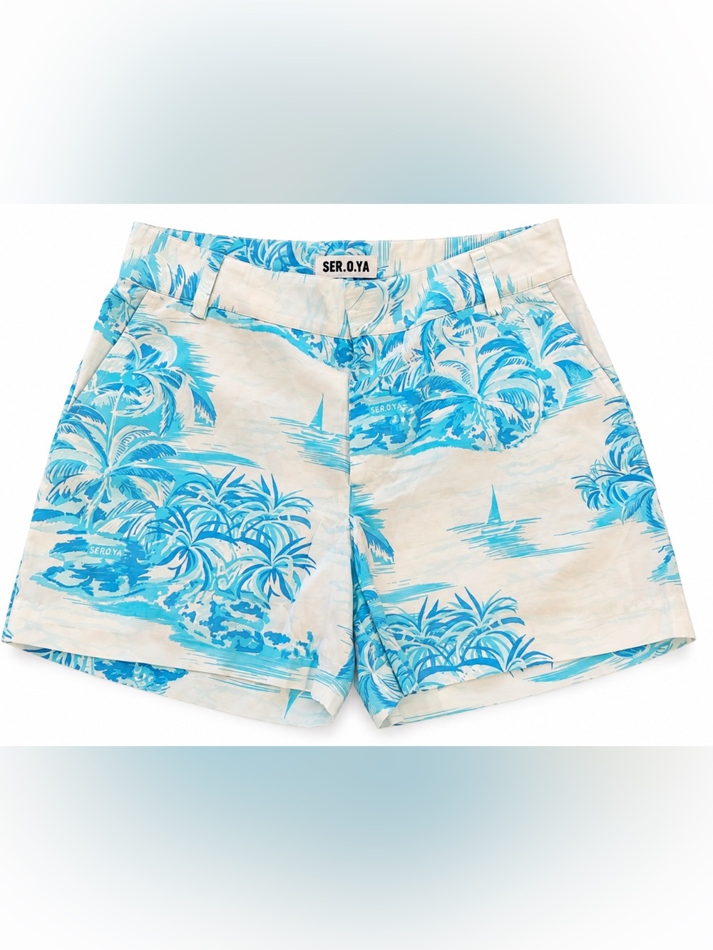 SER.O.YA Blue Tropical silk Shorts NWT 11